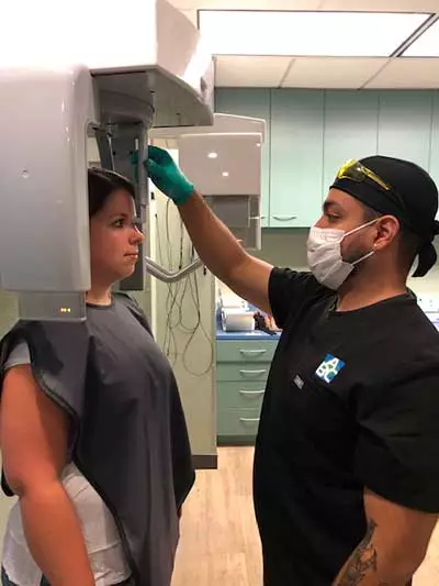 patient receiving a dental x-ray